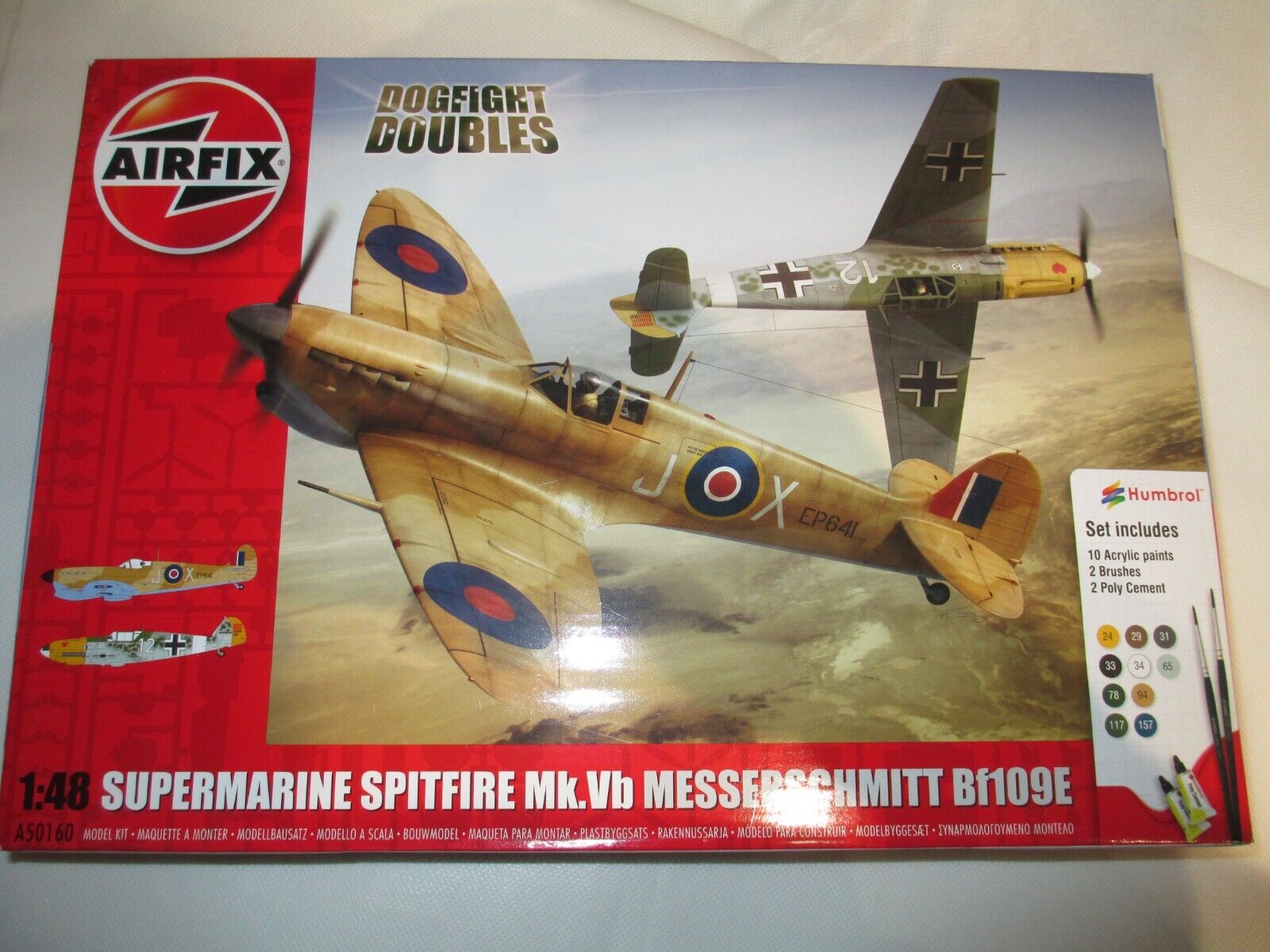 AIRFIX 148 SUPERMARINE SPITFIRE MK,VB & MESSERSCHMITT BF109E KC Models